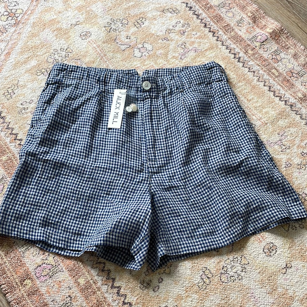 Alex mill boy shorts linen gingham size 12 NWT